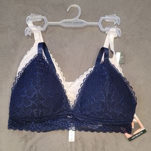 Laura Ashley 2 pk PINK & BLUE lace bralettes Sexy & comfortable Size 1X